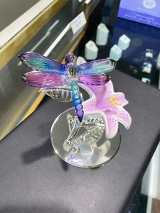 Dragonfly And Lily Glass Figurine