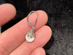 Silver Snow Globe Opal Dangle Earrings