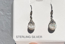 Load image into Gallery viewer, Silver Snow Globe Opal Dangle Earrings