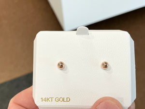14 K Rose Gold Ball Stud Earrings