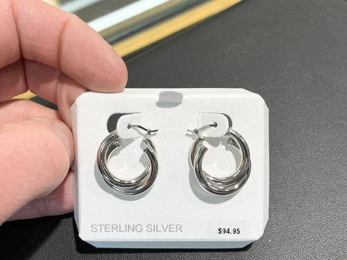 Silver Double Hoop Earrings