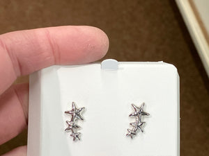Triple Star Climber Silver Earrings