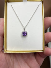 Load image into Gallery viewer, Amethyst And Diamond Silver Pendant
