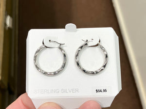 Silver Embossed Shell Hoop Earrings