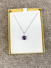 Load image into Gallery viewer, Amethyst And Diamond Silver Pendant