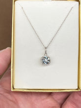 Load image into Gallery viewer, Aquamarine And Diamond Silver Pendant With Chain