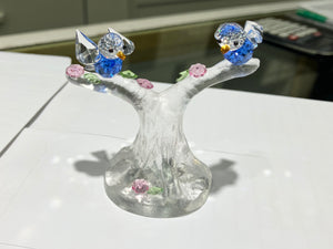 Blue Songbirds Crystal Figurine
