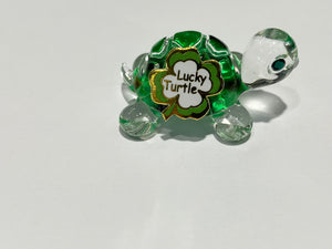 Green Lucky Turtle Glass Figurine