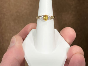 Yellow Sapphire And Diamond 14 K Yellow Gold Ring