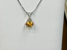 Cargar imagen en el visor de la galería, Natural Citrine And Diamond White Gold Pendant