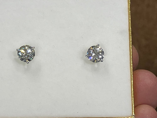 Three Carat Lab Created Diamond Gold Earrings