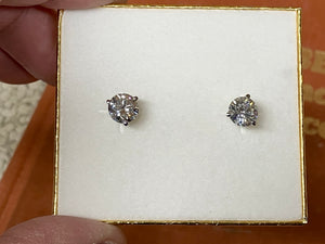 Three Carat Lab Created Diamond Gold Earrings