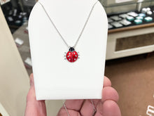 Load image into Gallery viewer, Silver Lady Bug With White Sapphire Adjustable Necklace