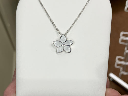 White Stephanotis Flower Silver Adjustable Necklace