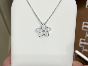 White Stephanotis Flower Silver Adjustable Necklace