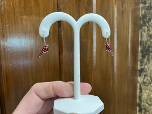 Silver Cardinal Dangle Earrings