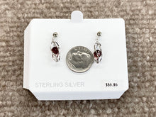 Load image into Gallery viewer, Silver Caged Garnet Dangle Earrings