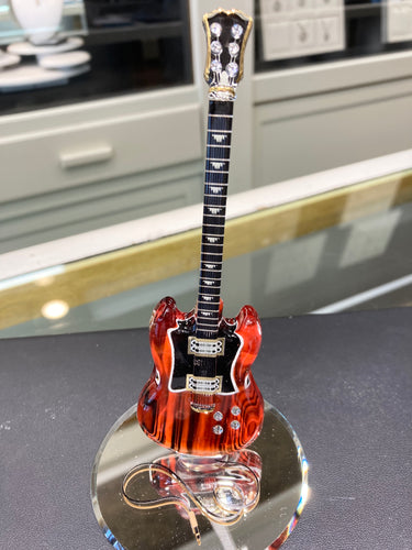 Mahogany Guitar Glass Figurine