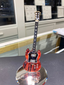 Mahogany Guitar Glass Figurine