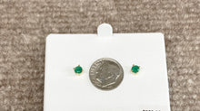 Load image into Gallery viewer, Emerald 14 K Yellow Gold Stud Earrings