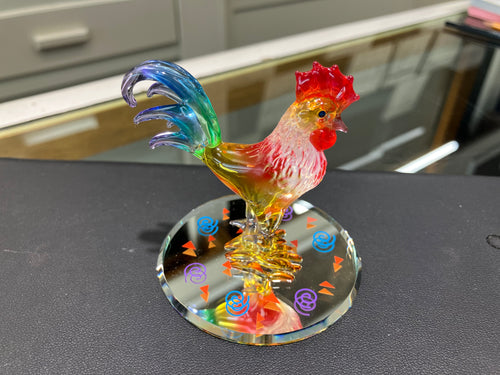 Rooster Glass Figurine