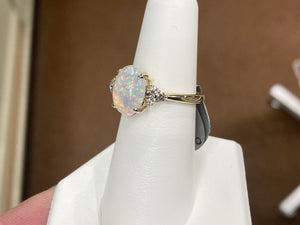 Ethiopian Opal And Diamond Gold Ring