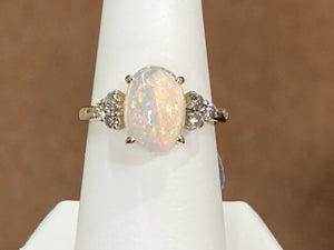 Ethiopian Opal And Diamond Gold Ring