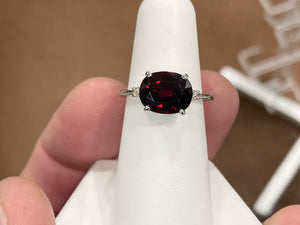 Mozambique Garnet And Diamond White Gold Ring