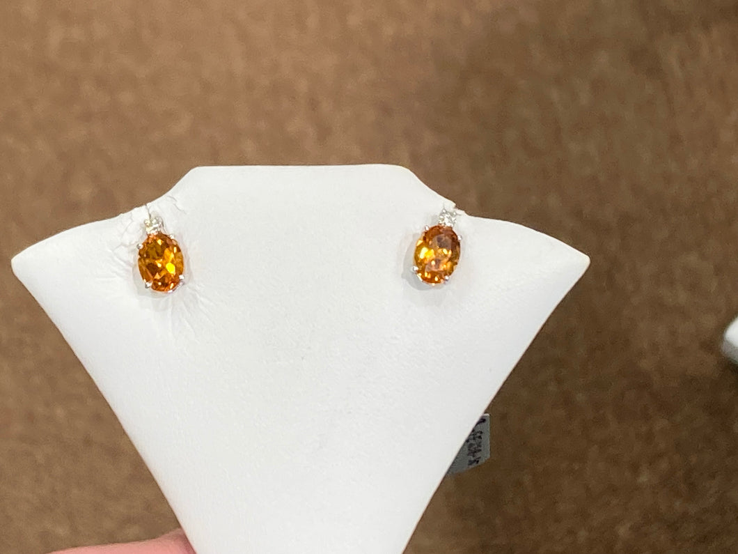 Citrine And Diamond White Gold Earrings