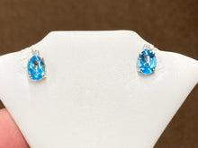 Load image into Gallery viewer, Topaz And Diamond Gold Earrings