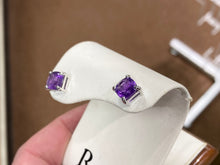 Load image into Gallery viewer, Cushion Cut Amethyst White Gold Earrings