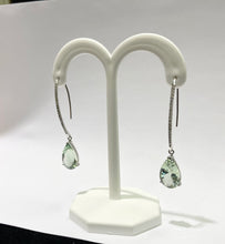 Load image into Gallery viewer, Green Amethyst And Diamond White Gold Dangle Earrings