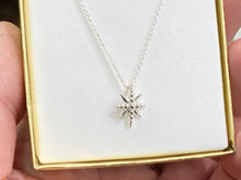 Load image into Gallery viewer, Silver Starburst Adjustable Necklace