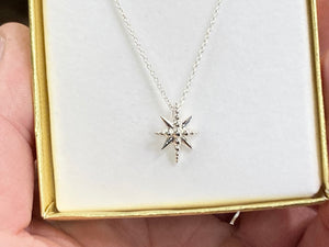 Silver Starburst Adjustable Necklace