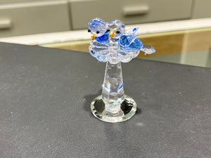 Blue Birds Bath Crystal Figurine