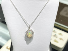 Cargar imagen en el visor de la galería, Opal And Diamond White Gold Necklace