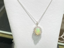 Cargar imagen en el visor de la galería, Opal And Diamond White Gold Necklace