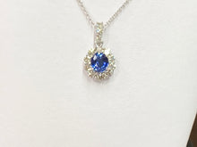 Load image into Gallery viewer, Sapphire And Diamond White Gold Necklace