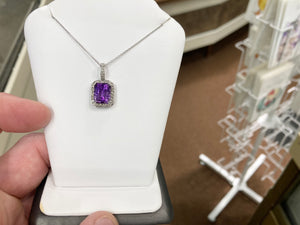 Amethyst And Diamond White Gold Necklace