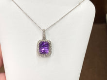 Load image into Gallery viewer, Amethyst And Diamond White Gold Necklace