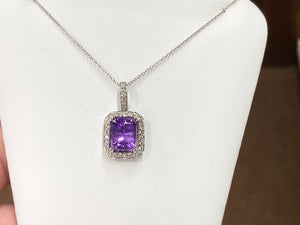 Amethyst And Diamond White Gold Necklace