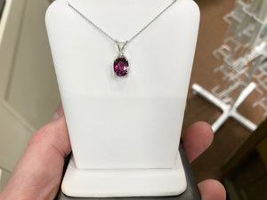 Pink Tourmaline And Diamond Pendant With Chain