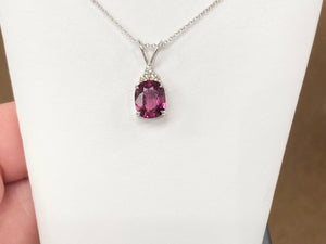 Pink Tourmaline And Diamond Pendant With Chain