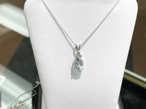 Aquamarine And Diamond White Gold Pendant With Chain