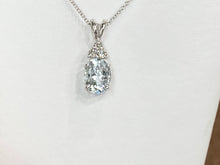 Load image into Gallery viewer, Aquamarine And Diamond White Gold Pendant With Chain