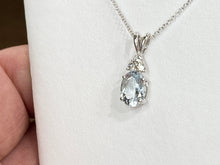 Load image into Gallery viewer, Aquamarine And Diamond White Gold Pendant With Chain