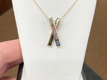Load image into Gallery viewer, Inlaid Opal Gold Pendant And Chain