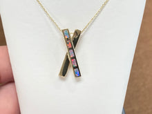 Charger l&#39;image dans la galerie, Inlaid Opal Gold Pendant And Chain