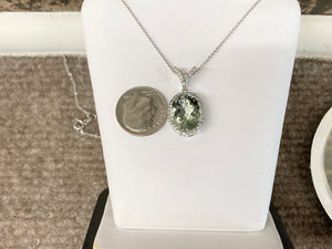 Green Amethyst And Diamond White Gold Necklace