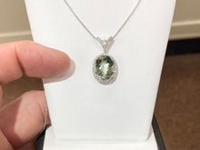 Load image into Gallery viewer, Green Amethyst And Diamond White Gold Necklace